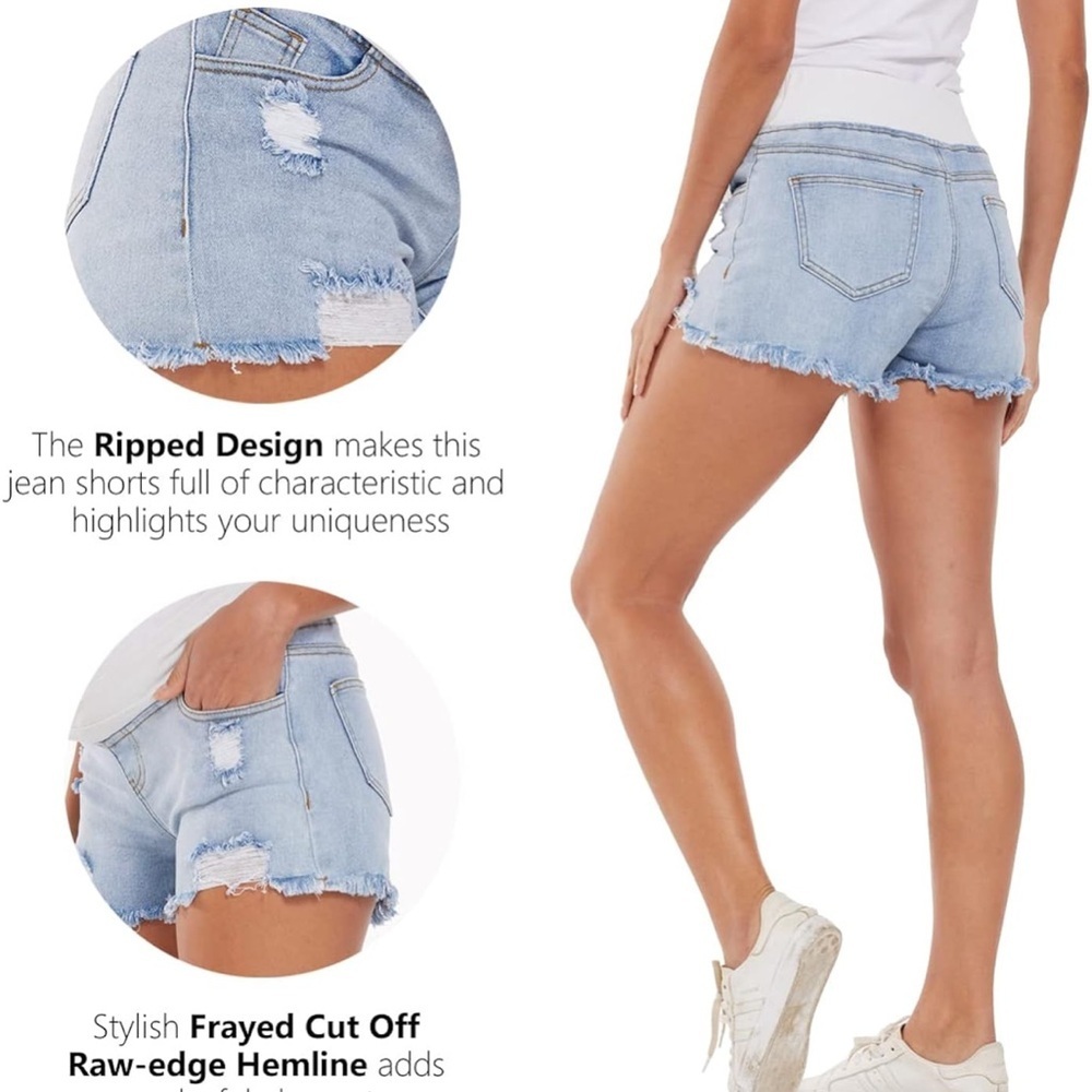 ✨2 for $35 ALL SHORTS!✨ Women's Maternity Ripped Jean Shorts size Medium​ - Picture 4 of 6